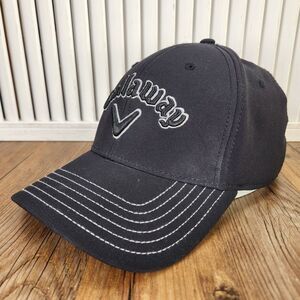 Callaway Golf Stretch Fit L/XL Hat Cap Black White Stitching Athletic Sports Dad